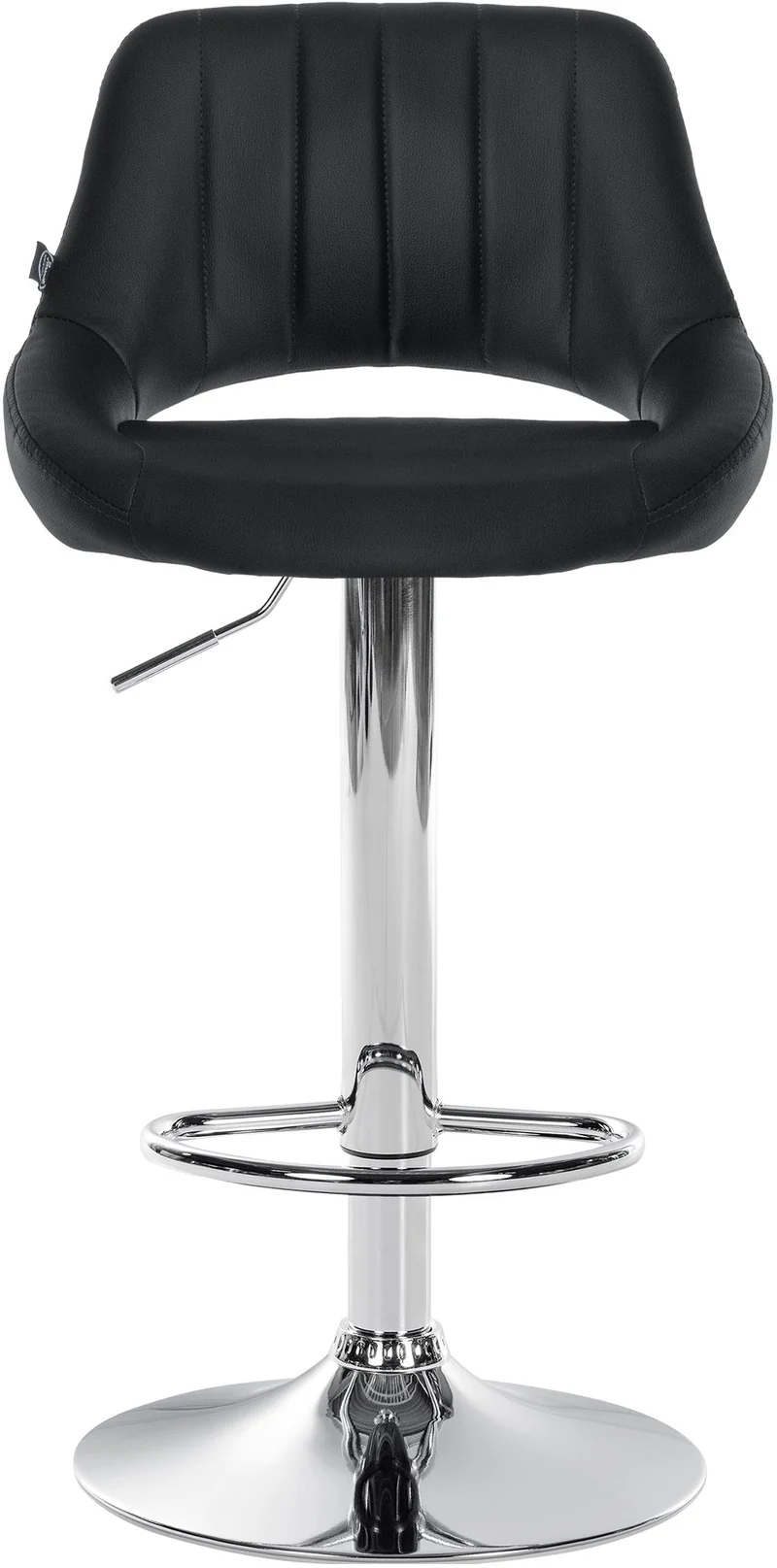 Tabouret de bar x1 avec repose-pieds pivotant et réglable en PVC noir et métal 10_0005212