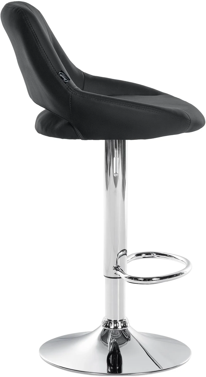 Tabouret de bar x1 avec repose-pieds pivotant et réglable en PVC noir et métal 10_0005212