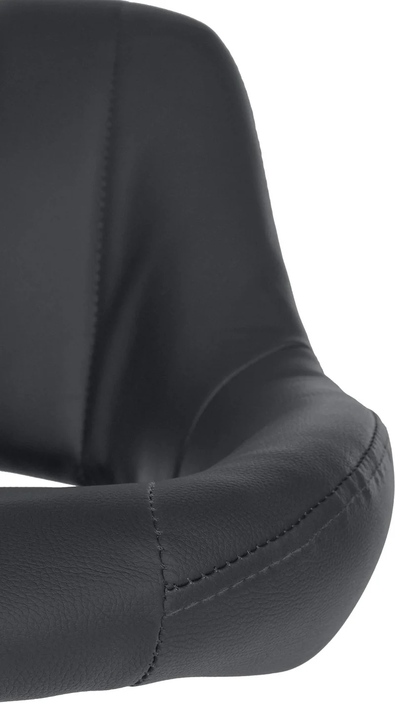 Tabouret de bar x1 avec repose-pieds pivotant et réglable en PVC noir et métal 10_0005212