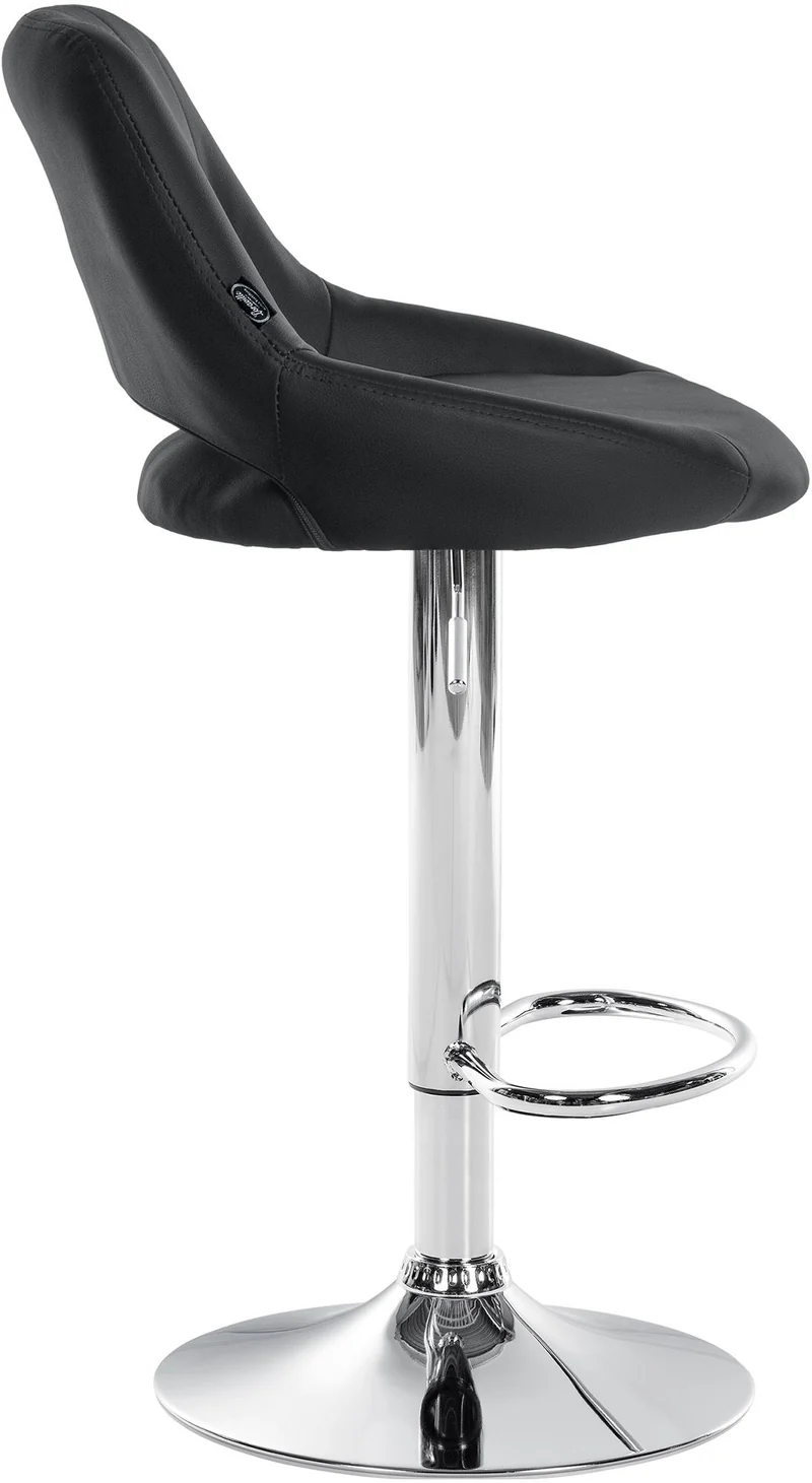 Lot de 2 tabourets de bar avec repose-pieds en forme d'arc assise en similicuir noir cadre en métal TDB10753