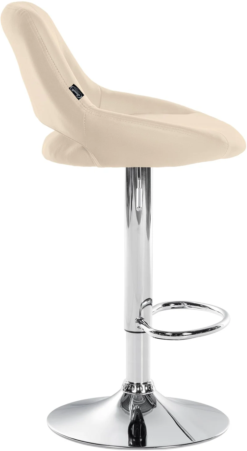 Lot de 2 tabourets de bar avec repose-pieds en forme d'arc assise en similicuir crème cadre en métal TDB10751