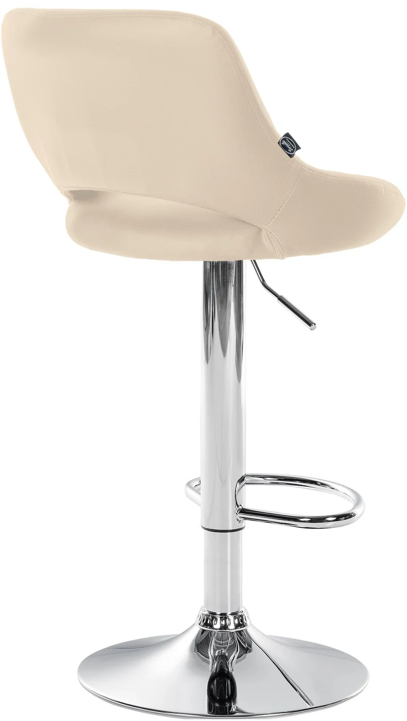 Lot de 2 tabourets de bar avec repose-pieds en forme d'arc assise en similicuir crème cadre en métal TDB10751