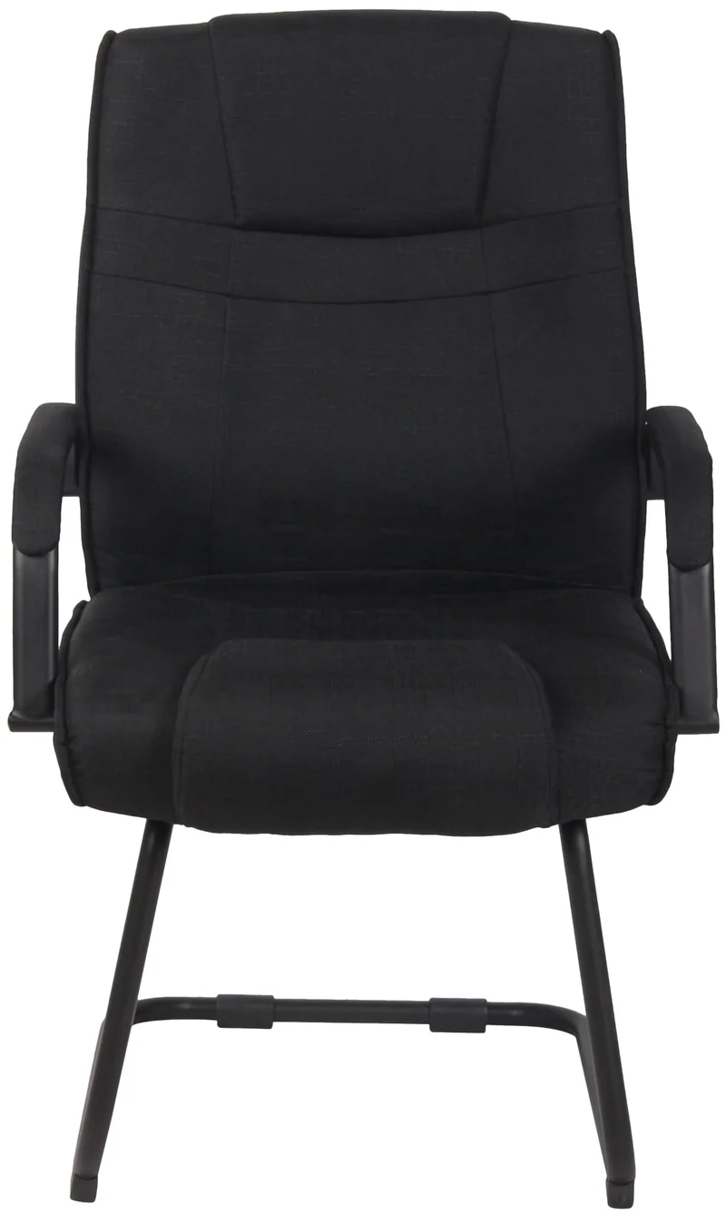 Fauteuil de bureau sans roulettes accoudoirs chaise visiteur charge maximale 180 kg en tissu noir cadre en métal noir BUR10723