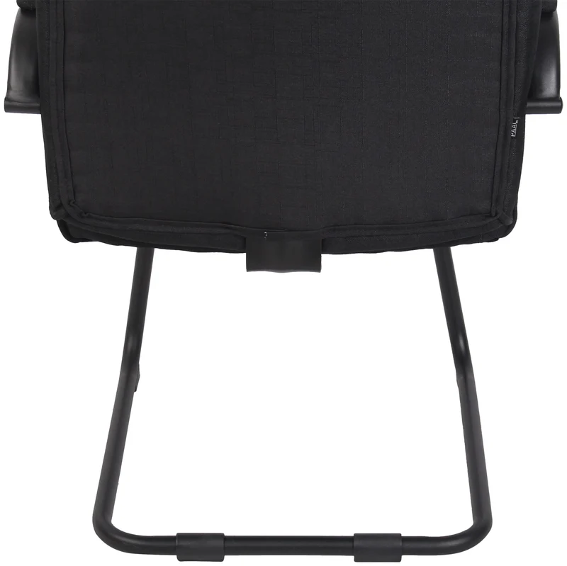 Fauteuil de bureau sans roulettes accoudoirs chaise visiteur charge maximale 180 kg en tissu noir cadre en métal noir BUR10723