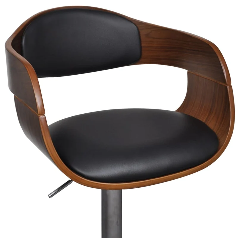 Lot de 2 tabourets de bar chaises hautes design rétro en bois courbé et PVC noir DEC029793