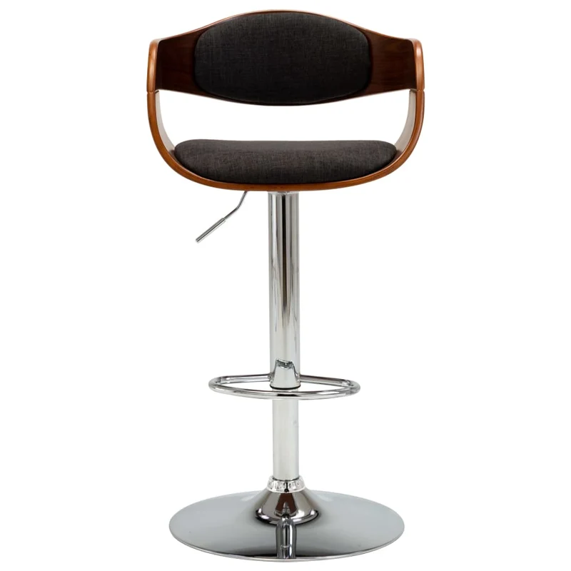 Tabourets de bar x2 chaises haute rétro en bois courbé et tissu gris et métal DEC029393