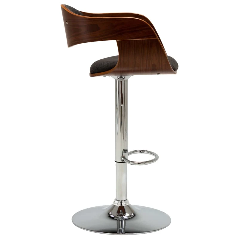 Tabourets de bar x2 chaises haute rétro en bois courbé et tissu gris et métal DEC029393