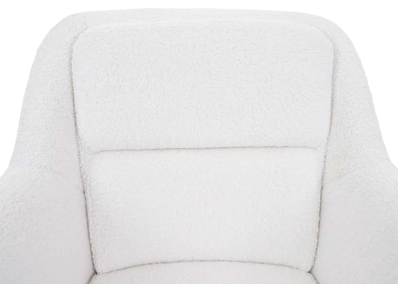 Lot de 2 chaises de salle à manger avec accoudoirs siège pivotant en tissu bouclé blanc 04_0007364