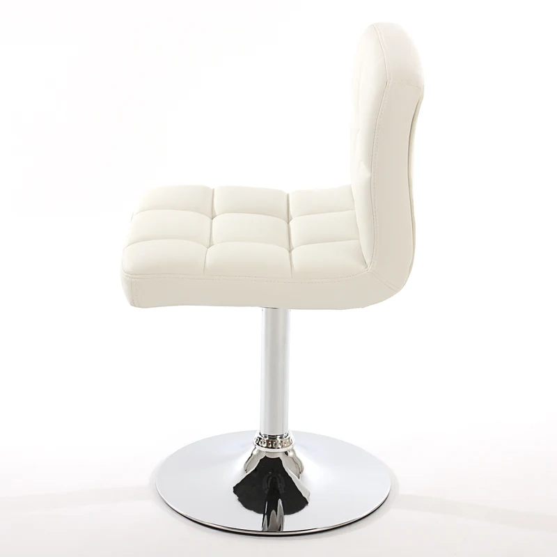 Chaise de salle à manger cuisine bureau sans roulettes synthétique blanc pied chromé 04_0002297
