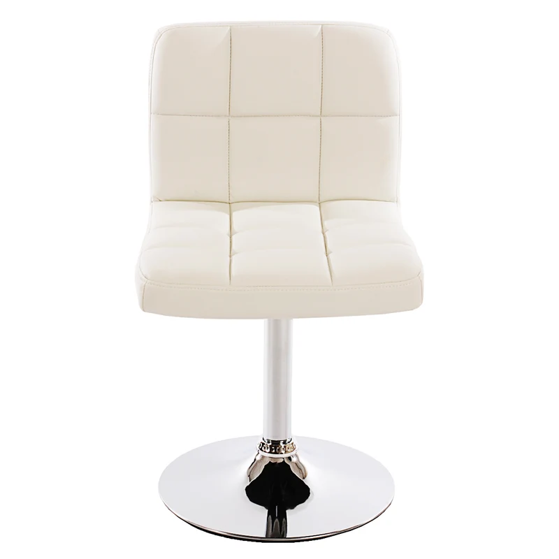 Chaise de salle à manger cuisine bureau sans roulettes synthétique blanc pied chromé 04_0002297