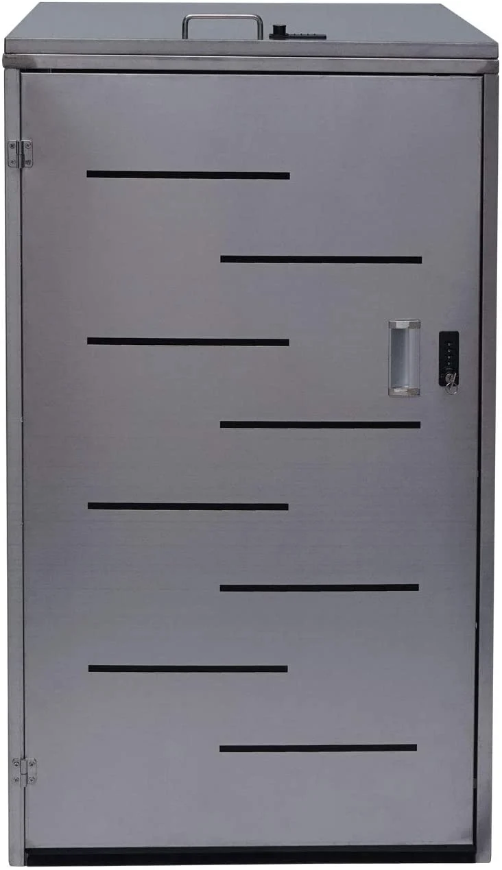 Abri de poubelles extérieur conteneurs à ordures jusqu'à 2 bacs 116x71x98 cm en acier inoxydable 04_0005590