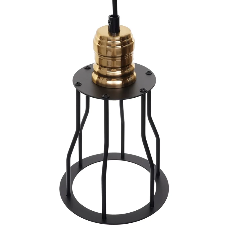 Lustre lampe suspendue design industriel réglable en hauteur noir 5x abat-jour 04_0003597