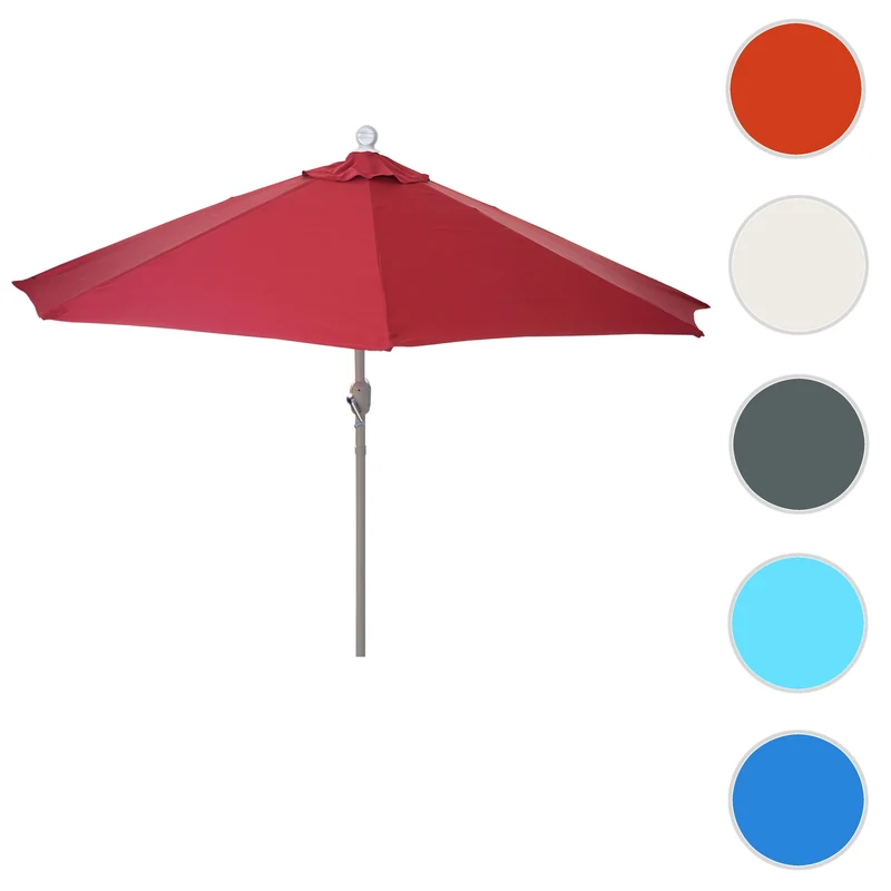 Demi parasol semi-circulaire balcon terrasse UV 50+ polyester/aluminium 3kg avec une portée de 270 cm bordeaux sans support 04_0003852