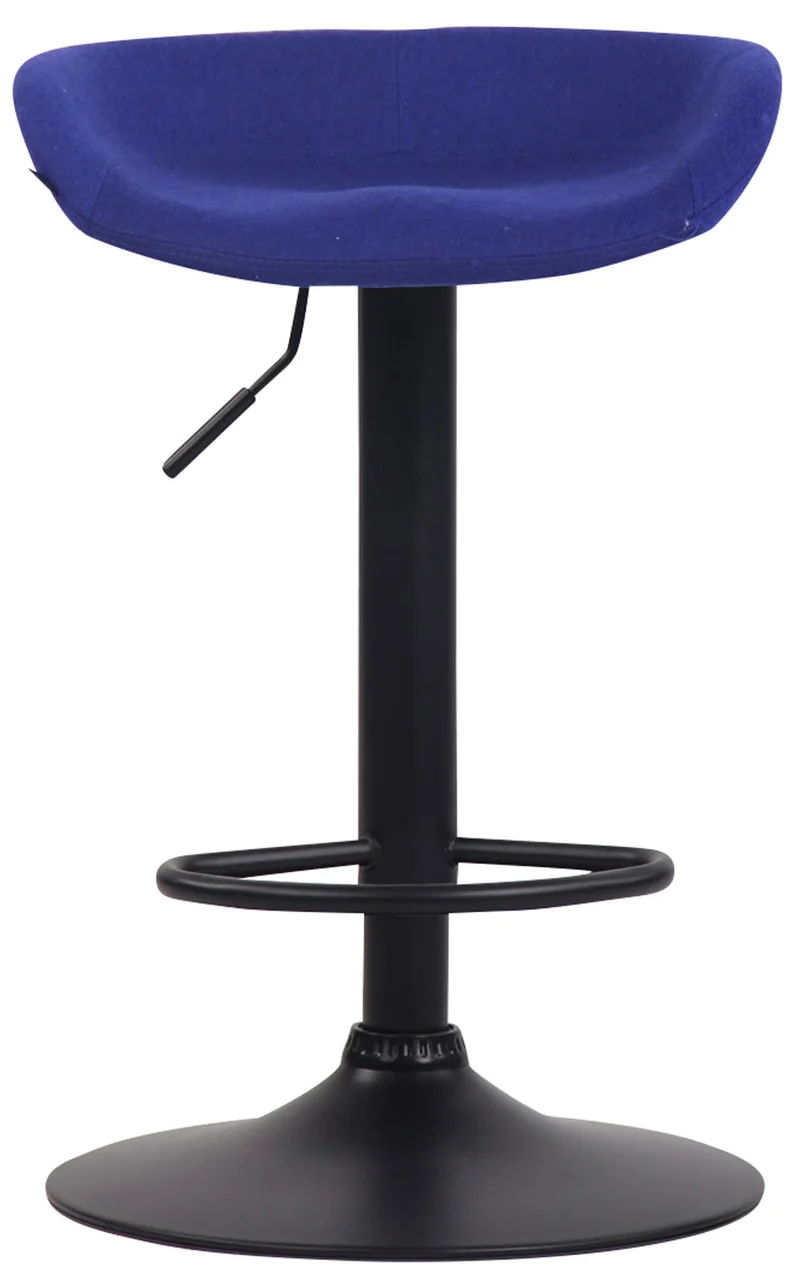 Tabouret de bar x1 hauteur réglable repose-pieds en feutrine bleu cadre métal noir 10_0006250