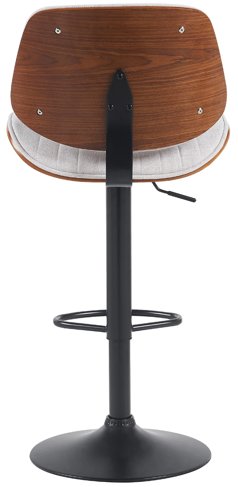 Lot de 2 tabourets de bar style rétro moderne assise en tissu crème bois noyer et cadre métal noir 10_0006618