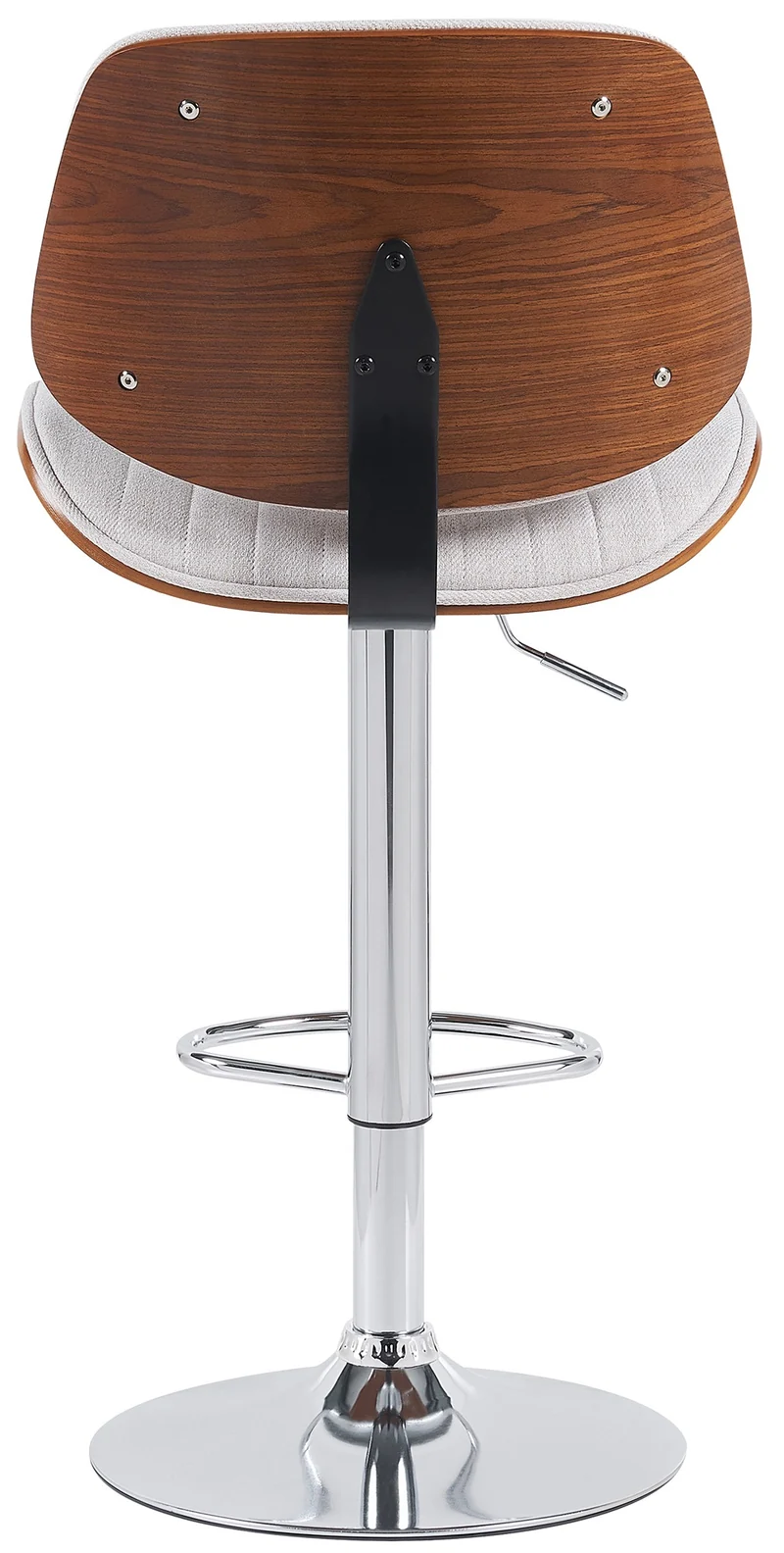 Tabouret de bar x1 style rétro moderne assise en tissu crème bois noyer et cadre métal chromé 10_0006340