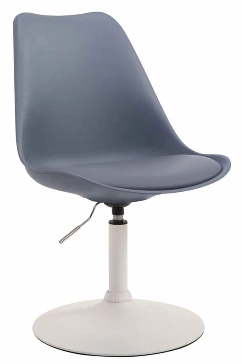 Lot de 4 chaises de salle à manger pivotant et hauteur réglable siège en plastique bleu cadre en métal blanc 10_0006201