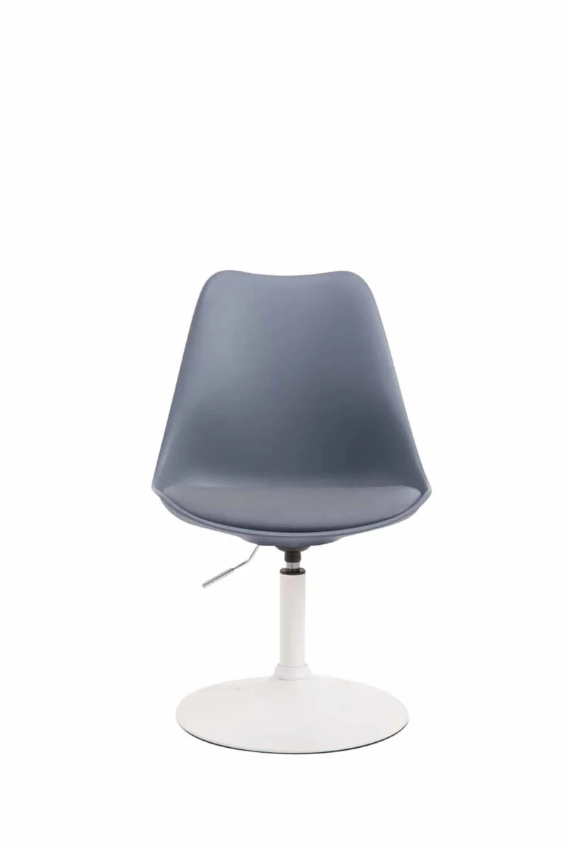Lot de 4 chaises de salle à manger pivotant et hauteur réglable siège en plastique bleu cadre en métal blanc 10_0006201