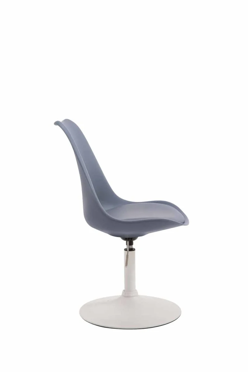 Lot de 4 chaises de salle à manger pivotant et hauteur réglable siège en plastique bleu cadre en métal blanc 10_0006201
