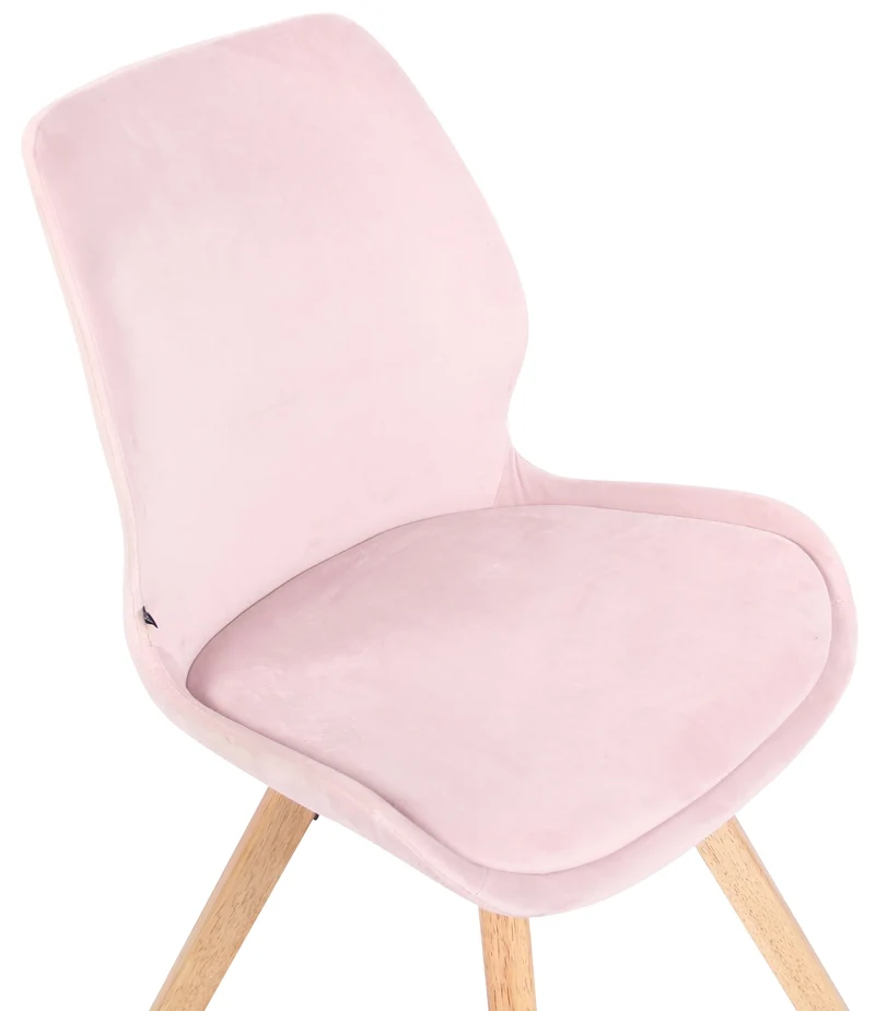 Lot de 2 chaises de salle à manger en velours rose style scandinave pieds bois CDS101122
