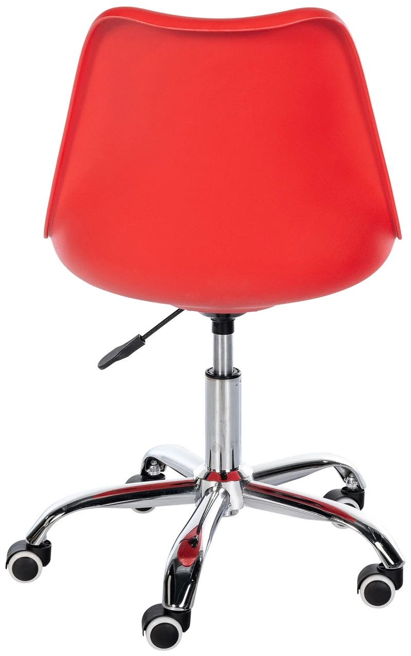 Tabouret de travail sur roulettes hauteur réglable en plastique rouge et métal 10_0007041