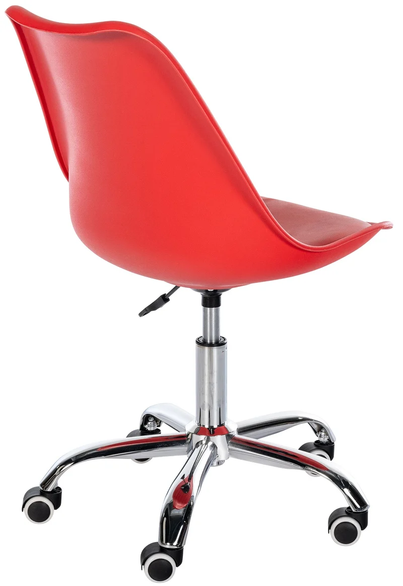 Tabouret de travail sur roulettes hauteur réglable en plastique rouge et métal 10_0007041