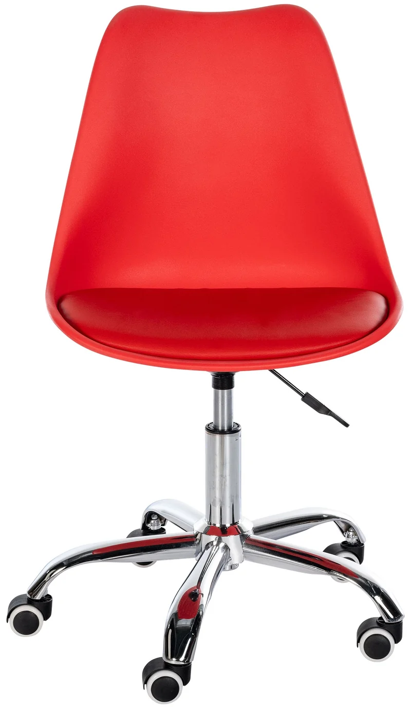Tabouret de travail sur roulettes hauteur réglable en plastique rouge et métal 10_0007041