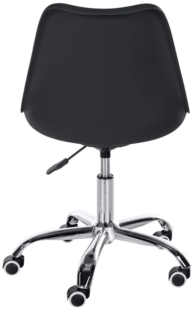 Tabouret de travail sur roulettes hauteur réglable en plastique noir et métal 10_0006965