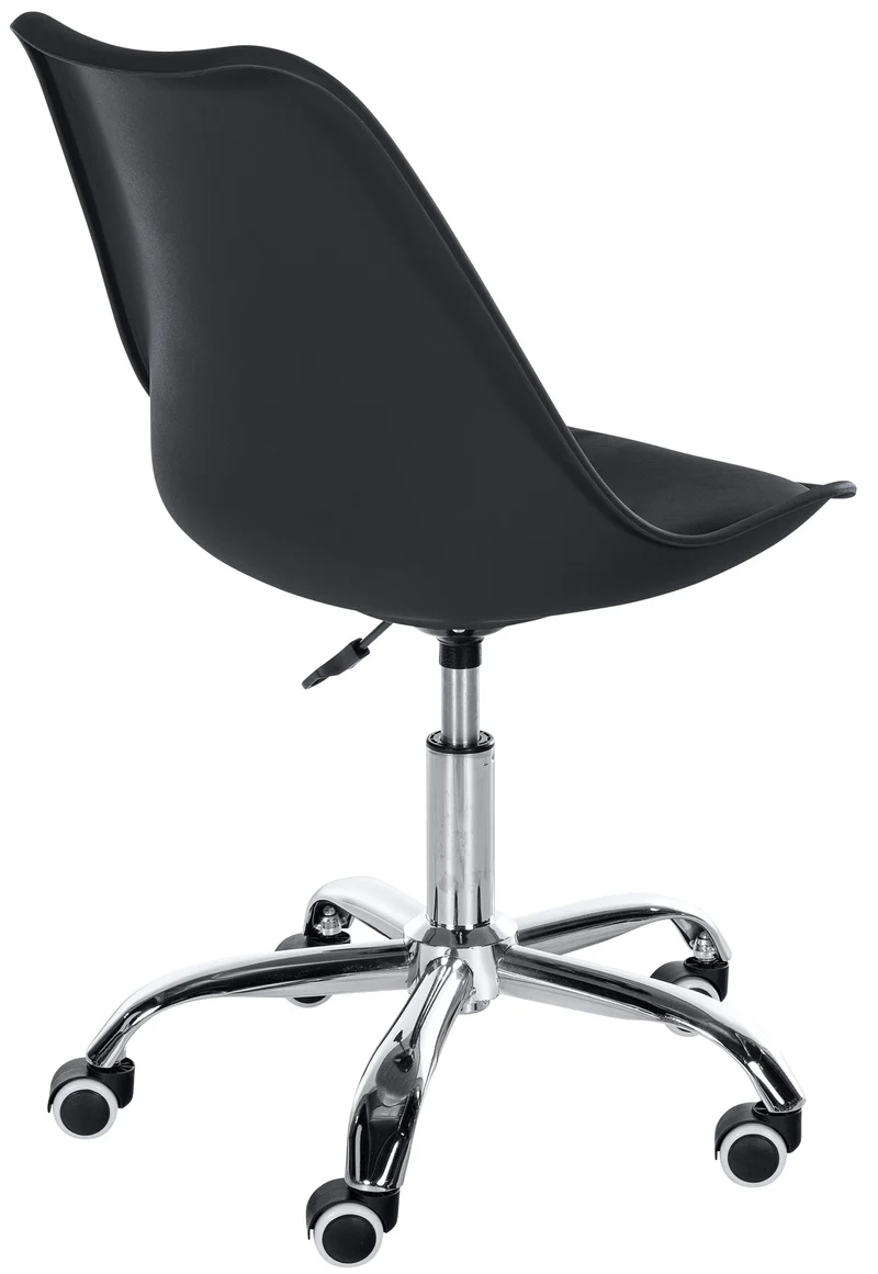 Tabouret de travail sur roulettes hauteur réglable en plastique noir et métal 10_0006965
