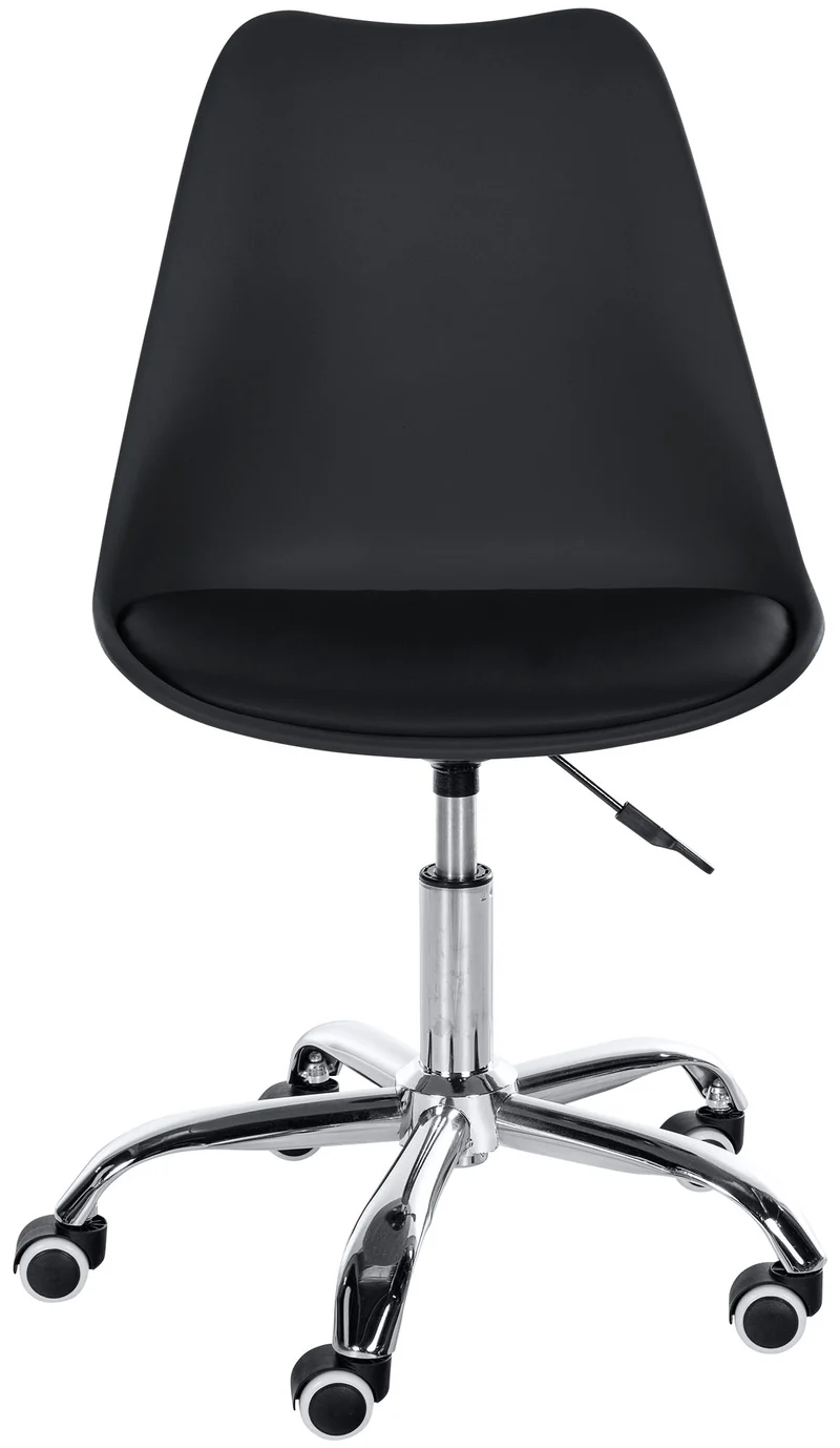 Tabouret de travail sur roulettes hauteur réglable en plastique noir et métal 10_0006965