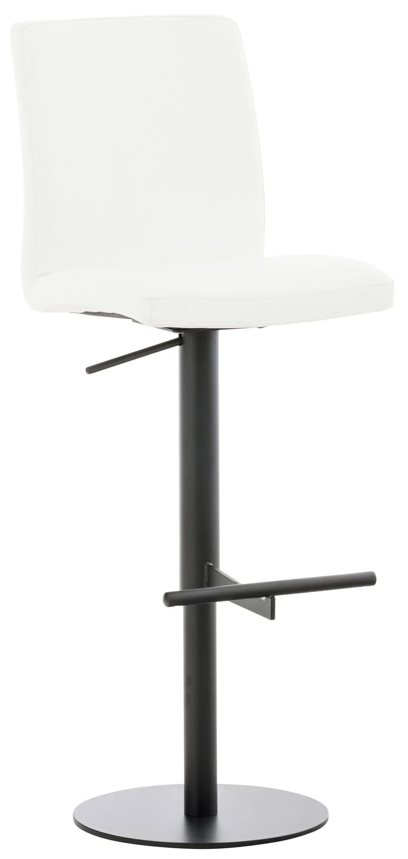 Lot de 2 tabourets de bar avec repose-pieds et dossier assise en similicuir blanc cadre métal noir 10_0006748