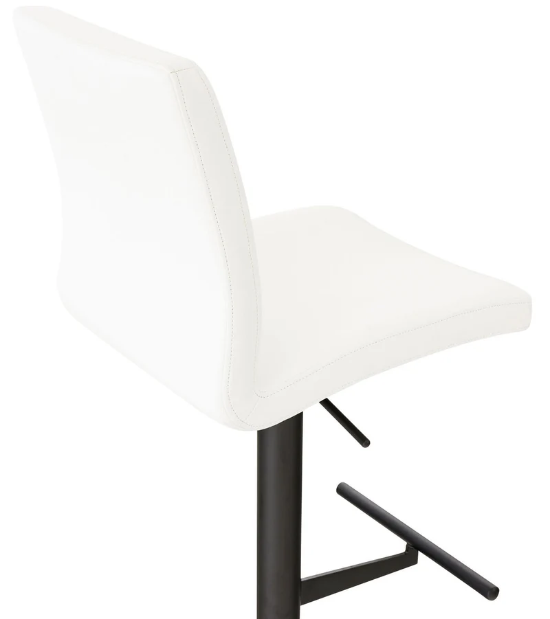 Lot de 2 tabourets de bar avec repose-pieds et dossier assise en similicuir blanc cadre métal noir 10_0006748