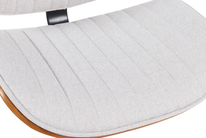 Tabouret de bar x1 style rétro moderne assise en tissu blanc bois noyer et cadre métal noir 10_0006267
