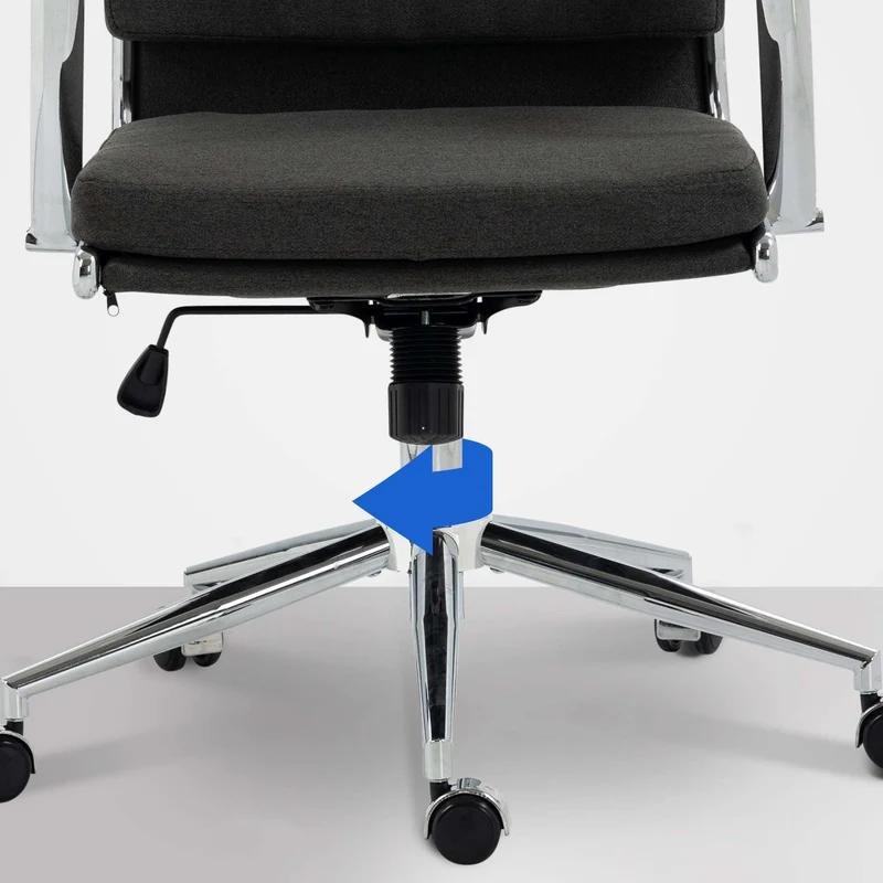 Fauteuil de bureau sur roulettes dossier à triple rembourrage et forme ergonomique en tissu gris foncé et métal chromé 10_0007070