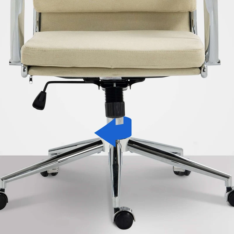 Fauteuil de bureau sur roulettes dossier à triple rembourrage et forme ergonomique en tissu crème et métal chromé 10_0007062