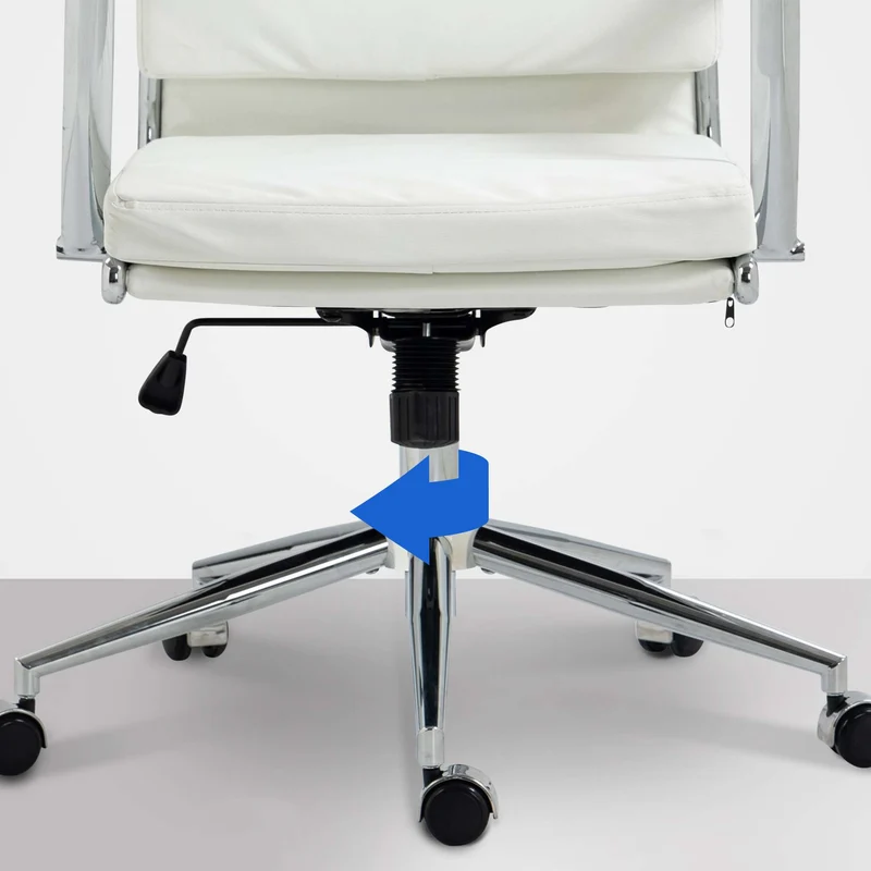 Fauteuil de bureau sur roulettes dossier à triple rembourrage et forme ergonomique en similicuir blanc et métal chromé 10_0007020
