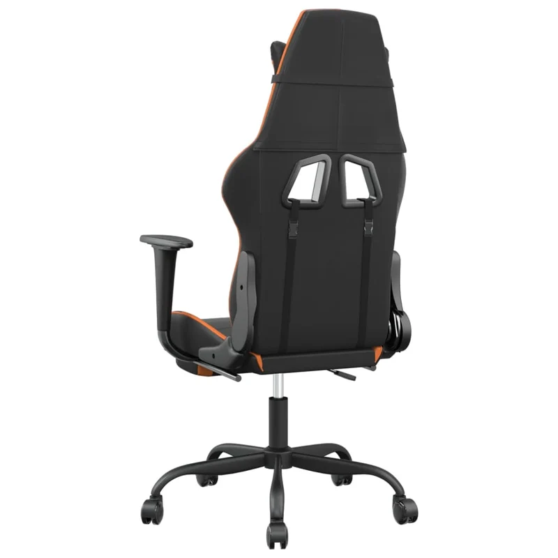 Fauteuil de bureau chaise gaming avec coussin lombaire et repose-pieds en PVC noir et orange DEC025887