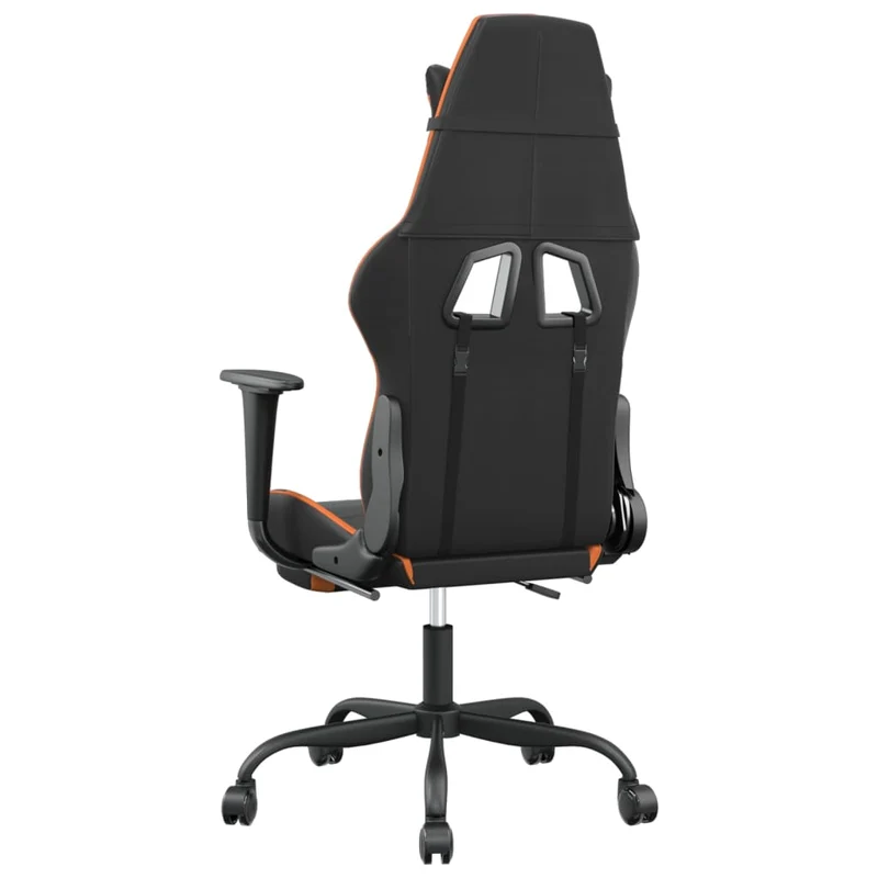 Fauteuil de bureau chaise gaming sur roulettes avec repose-pieds en PVC noir et orange DEC025787