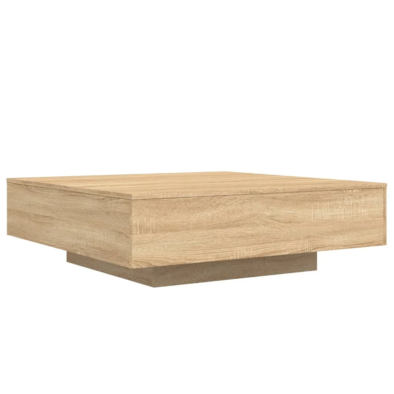 Table basse design moderne et contemporaine 100 x 100 x 31 cm bois d'ingénierie couleur chêne DEC038835