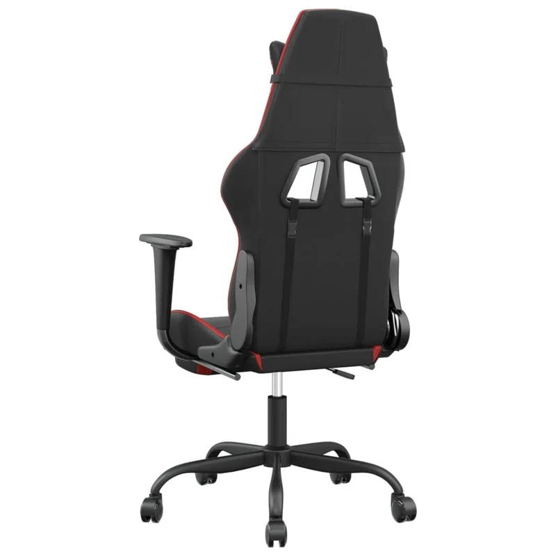 Fauteuil de bureau chaise gaming sur roulettes avec repose-pieds en PVC noir et rouge DEC025792