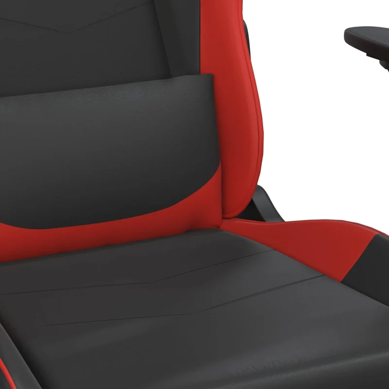 Fauteuil de bureau chaise gaming sur roulettes avec repose-pieds en PVC noir et rouge DEC025792
