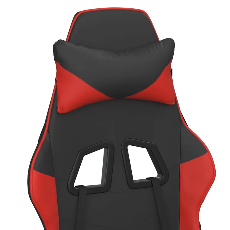 Fauteuil de bureau chaise gaming sur roulettes avec repose-pieds en PVC noir et rouge DEC025792