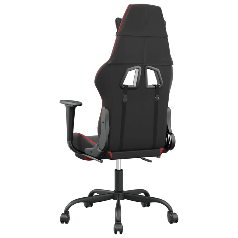 Fauteuil de bureau chaise gaming avec coussin lombaire avec repose-pieds en PVC noir et rouge PVC DEC025859