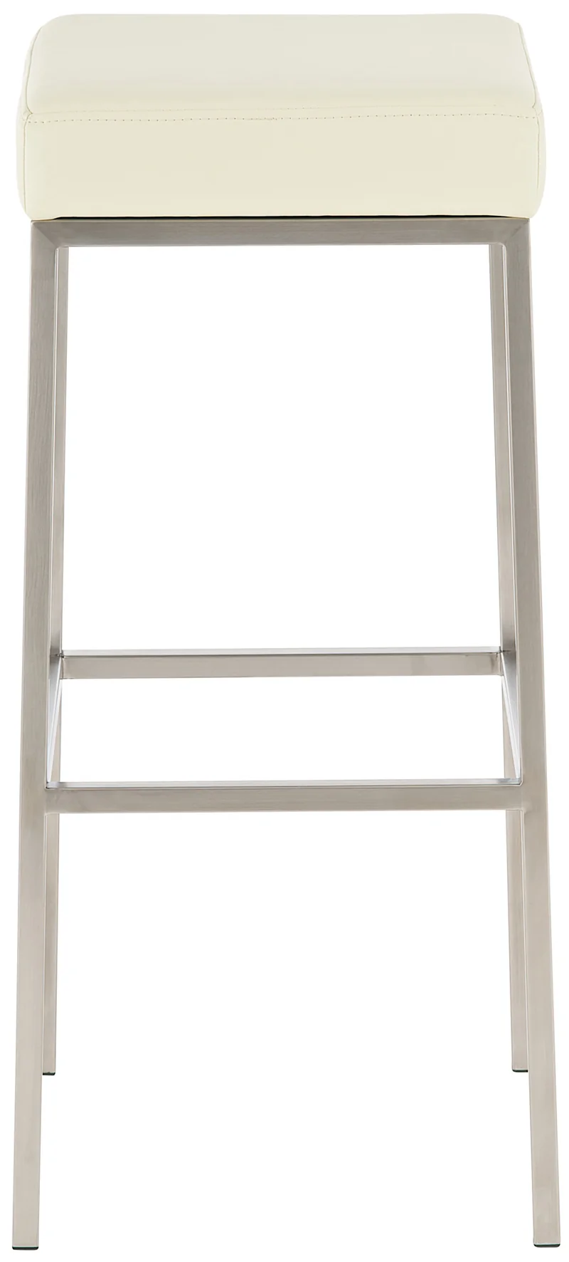 Lot de 2 tabourets de bar avec repose-pieds design hauteur 80 cm simple assise en PVC crème support en acier inoxydable 10_0004360