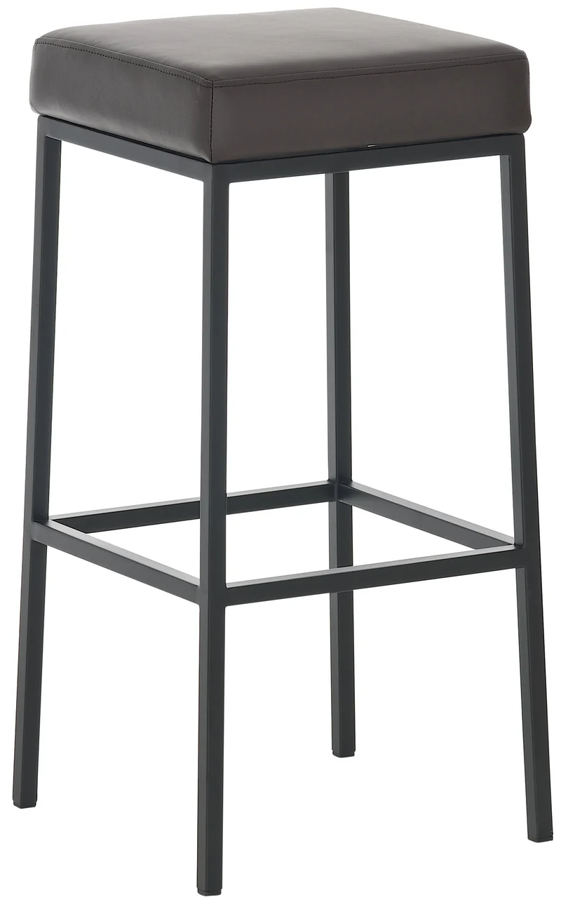 Lot de 2 tabourets de bar avec repose-pieds design simple hauteur 80 cm assise en PVC marron support en métal noir 10_0004365