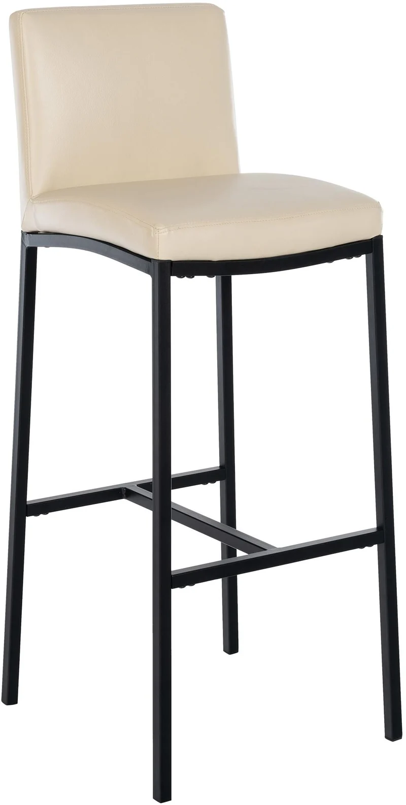 Tabouret de bar x1 design épuré et contemporain en PVC crème cadre à quatre pieds en métal noir 10_0006048