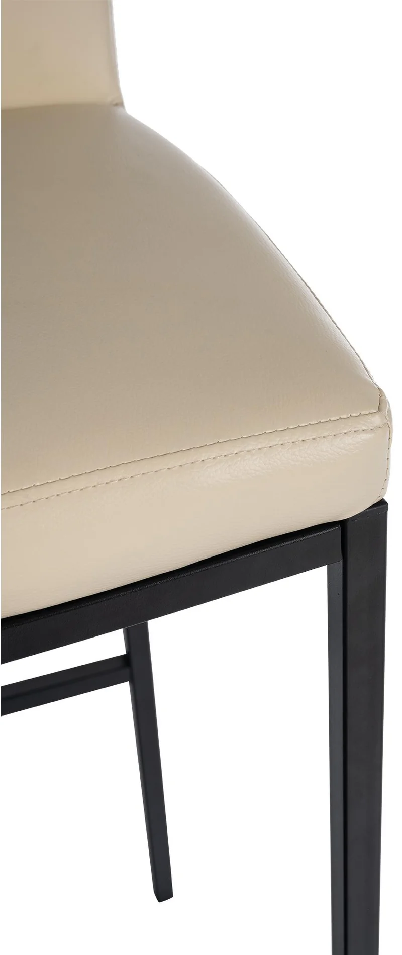 Tabouret de bar x1 design épuré et contemporain en PVC crème cadre à quatre pieds en métal noir 10_0006048