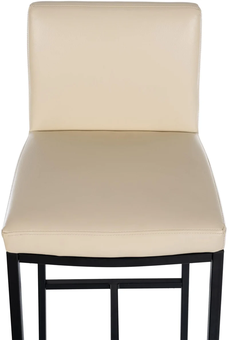 Tabouret de bar x1 design épuré et contemporain en PVC crème cadre à quatre pieds en métal noir 10_0006048