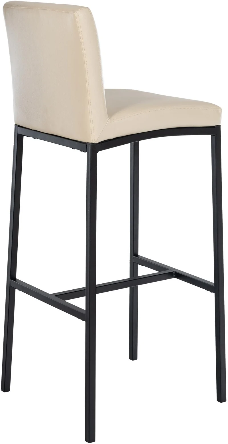 Tabouret de bar x1 design épuré et contemporain en PVC crème cadre à quatre pieds en métal noir 10_0006048