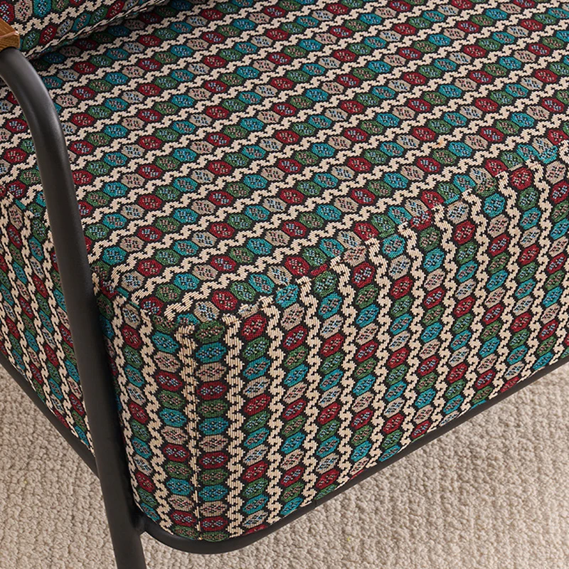 Contemporary Creative Cotton Linen & Carbon Steel Square Accent Chair With Ergonomic Design For Living Room & Bedroom